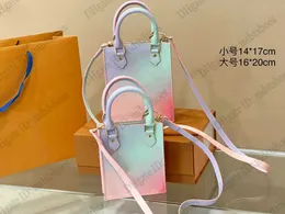 2022 Spring in the City PETIT SAC PLAT Mini Tote Monograms Coated Canvas Red Monograms Sunrise Pastel Jacquard Strap Shoulder Bag