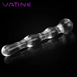 Vatine vidro vibrador de vidro falso pênis de cristal anal plug g spot g spot sexy brinquedos para homens mulheres masturbador de produtos adultos