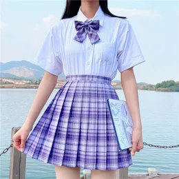 衣料品セットスクールガールJKユニフォームプリーツスカート日本のハイウエスト格子縞のスカートセクシーなseifukuユニフォームの女性フルセットクロージング