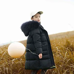 女の子のための冬の毛皮の襟の子供のダウンジャケットウォーム2021New Kids down down jacket