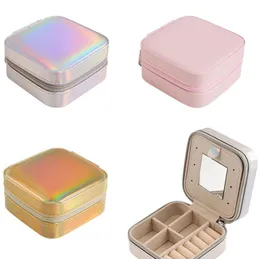 Portable Travel Jewelry Box Waterproof PU Leather Storage Organizer Case Double Layer Small Jewelry Boxes Packaging for Necklace Ring Bracelet Lipstick