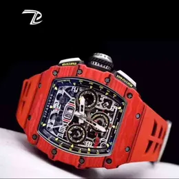 Watch Designer Luksusowe mechanicy męskie Watch Richa Milles zegarek na rękę tego samego męskiego dominującego lufy winnej w kształcie dużego tarczy w kształcie dużej tarczy