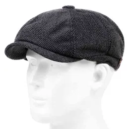 Fashion Wool Newsboy Caps Men Fishbone Flat Caps Women Coffee British Gatsby Caps Autumn Winter Warm Wool Hats Gorras J220722