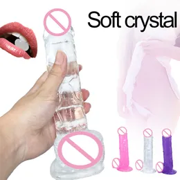 Geléia macia 3 tamanho translúcido vibrador realista realista pênis de pênis plug plug slow brinquedos para mulheres homens vagina massagem anal itens de beleza de masturbação