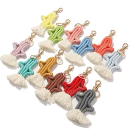 Creative Cactus tassel keychain pendant DIY مضفر منسوجة مفاتيح الأذن الزخرفة