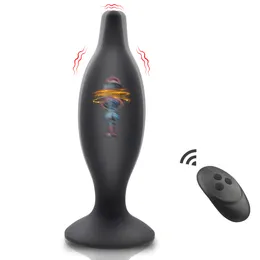 Anal Vibrator 10 lägen Butt Plug Wireless Remote Male Prostate Massager Sug Cup Dildo Vuxna Sexiga leksaker för män Par Gay