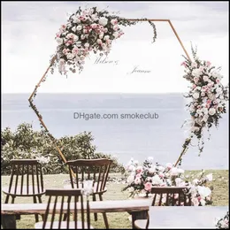 Flores decorativas grinaldas de festa festiva suprimentos de jardim domicílio adereços de casamento hexágonos arcos de ferro forjado prateleira de fundo branco dourado suporte