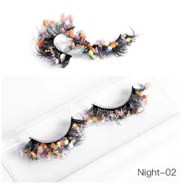 Moda Grube Curling Up 3D Cekinowe fałszywe rzęsy Soft Vivid Hand Ręcznie wykonane wielokrotnego użytku Messy Crisscross Night-Luminous Fake Lashes Multilayer Eyelash Extension