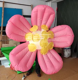 最新のデザインアリスワンダーランドテーマパークインフレータブルグラウンドバルーンインフレータブルピンクの花クラスターのモデル装飾パーティーのアイデア