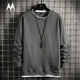 Mens Disual Sweatshirtts Mode Effen Kleur Trui 2022 Nieuwe Harajuku Fake Kken O-Hals Sweatshirt Mannen Hoodies Streetwear L220730