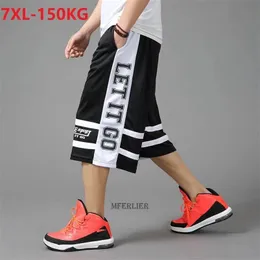 Summer Men Sport Basketball Shorts Breattable Hole Plus Size 6xl 7xl Letter Patchwork Fitness Thin Geometry Red 220715