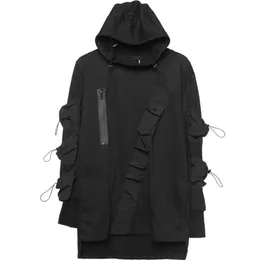 Unisex techwear herrkläder harajuku hoodie tröjor höst multipocket bomull pullover hip hop streetwear hooded wb224 l220816