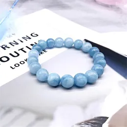 Beaded Strands 4/6/8/10/12mm Natural Aquamari Crystal Bracelet Bead For Women Men Elastic Healing Yoga Jewelry Gift Lars22