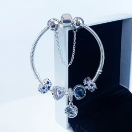 Braccialetti con ciondoli in argento 100% s925 per gioielli fai da te da donna adatti perline Pandora con scatola originale