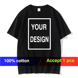 100 Naturalna bawełniana niestandardowa koszulka DIY grafika lub tekst Dodaj swój projekt Tshirt Soft High Quality Short Sleeve Camisetas 220712GX