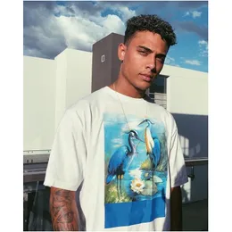 Wholesale Mens Summer Casual Heron Print Short Sleeve T