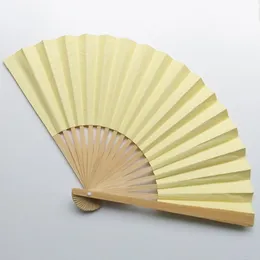 9inch Solid Color Bamboo Holding Folding Fan Multicolor Chinese Style Hand Fan Dance Performance Wedding Gift Party Favor MJ0636