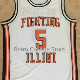XFRSP 5 DERON Williams 13 Kendall Gill Illinois walczący z Illini Koszykówka Jersey Orange White Men's Haft Jersey