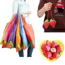 Söta jordgubbar shoppingväskor vikbara tote eko återanvändbar förvaring livsmedelsväska påsäck återanvändbar miljövänliga shoppingväskor F0714