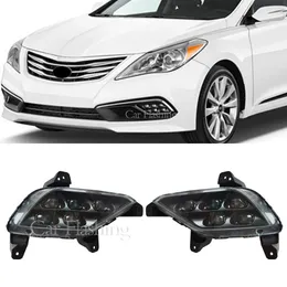 1SET CAR LED DRL DRL النهار تشغيل الضوء الأمامي مصباح الضباب مصباح المصباح المصباح الأمامي المصباح Hyundai Azera Grandeur 2015 2016