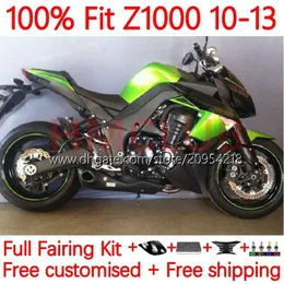 Injektionsmögelmässor för Kawasaki Ninja Z-1000 Z 1000 R 2010-2013 år BODYS 20NO.25 Z-1000R Z1000 10 11 12 13 Z1000R 2010 2011 2013 OEM BODYWORK Black Green