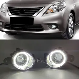 1 Pair Car Angel Eye Fog Light For Renault Master 3/III 2010-2015 LED Lens Fog Daytime Running Lamp DRL