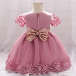 Abiti da ragazza Costume da principessa in tinta unita Elegante abito formale in pizzo per bambini per ragazze