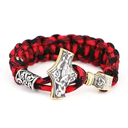 Nya Fashion Thor's Hammer Charm -armband flätad kamouflage paracord vikingarmband