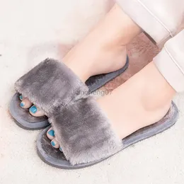 2022 Winter Women House Slippers Faux Fur Sapatos planos quentes deslizam em casa Ladies peludas escorregadias PLUS TAMANHAS G220816