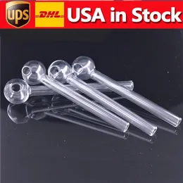 4inch Clear Pyrex Glass Oil Burner Pipe Tubo di fumo Tabacco Oli alle erbe Unghie Tubi a mano d'acqua Grandi tubi Olio per unghie Stock negli Stati Uniti