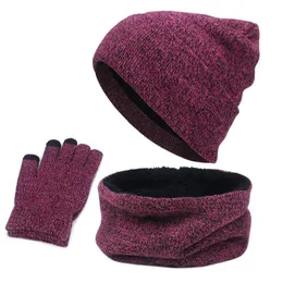 Basker vinter varm unisex scarf hatt handske set tjock oändlighet smart pekskärm textning handskar set skallies beaniesberets