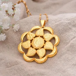 Anhänger Halsketten Dubai Afrika Sonne Blume Kupfer Gold Farbe Halskette Für Männer Frauen Kette JewelryPendant