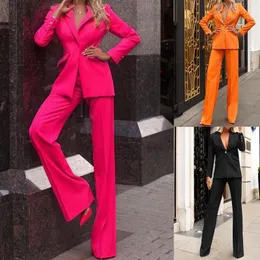 Dwuczęściowe spodnie dla kobiet jesień 2022 Kurtka marynarska dwuczęściowa kobieta Business Casual Women 2 Set Damens Suits Blazer z pantswomen's