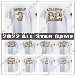 2022 Jerse de beisebol do Game All-Star Game White Mookie Betts Ronald Acuna Jr. Pete Alonso Manny Machado Trea Turner Harper Cron Nolan Arenado William Contreras