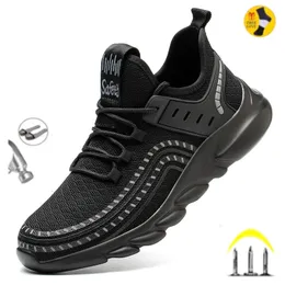 Chaussures de sécurité indestructibles pour hommes, baskets de travail légères, respirantes, avec bout en acier, bottes de sécurité en maille, grande taille 36-50