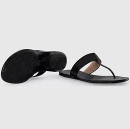 2022 Leather thong sandal with Double letters sandals women slipper men slides waterfront womens 35-41 #GTS
