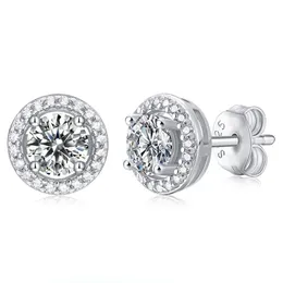 Moissanite Diamond Stud Earrings 라운드 925 Sterling Silver 0.5 CT 여성 귀여운 로맨틱 기념일 야자 선물