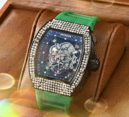 Popolare moda casual uomo di lusso anello di diamanti orologi al quarzo 43mm Relojes De Marca Mujer cava trasparente generoso cinturino in gomma fabbrica di orologi montre de luxe