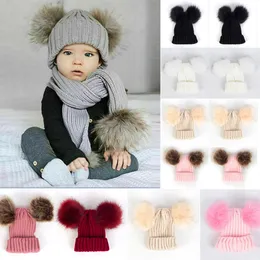 Bonés para bebês meninos, chapéus, acessórios para crianças pequenas, meninas, meninos, bebê, inverno, quente, crochê, malha, chapéu, bolas de pele, gorro gc1007