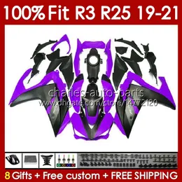 OEM Fairings For YAMAHA YZF R 3 25 YZFR3 YZFR25 2019 2020 2021 Body 141No.106 100% Fit YZF-R3 YZF-R25 2019-2021 Frame R3 R25 19 20 21 Injection mold Bodywork Kit purple blk