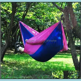 Hamaklar Dış Mekan Mobilya Ev Bahçesi Ll Çift Kişi Hammock En İyi Portatif Naylon Paraşüt Karyolası Yatak Campi DH6XF