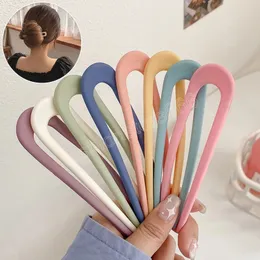 Fashion Candy Color Hair Sticks for Women Hairpins Minimalist U Shape Girls Hair Bun Maker Headwear