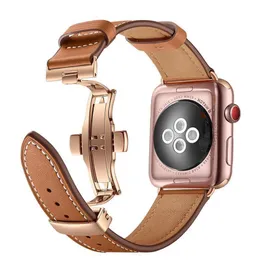 Bracciale Cinturino con chiusura a farfalla Cinturino Cinturino in vera pelle per Apple Watch 38mm 42mm 41mm 45mm 40mm 44mm iWatch Series 6 SE 5 4 3 2