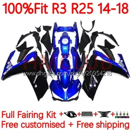 Injektionsformverkleidungen für Yamaha YZFR3 YZF-R25 YZFR25 14-18 Bodywork 30no.30 YZF R 3 25 R3 R25 14 16 17 18 YZF-R3 2015 2015 2016 2017 OEM Body Kit Blue Black Schwarz