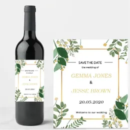 20 peças personalizadas personalizadas impermeáveis ​​aniversário de casamento de casamento rótulos de garrafas de vinho adesivos wat 220613