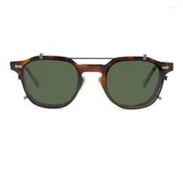 Occhiali da sole a doppia lente UV400 polarizzati da uomo che guidano occhiali da sole in tartaruga di titanio in plastica con scatolaOcchiali da sole Kimm22