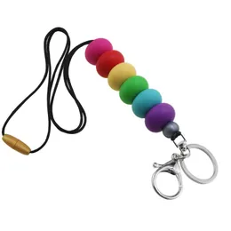 Keychains ID Badge Holder Teacher Lanyards Business Card Beaded Lanyard Necklace Breakaway Key Chain Silicone Office School Suppli317g