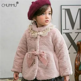 Girls Clothing Autumn Winter Artificial fur Baby Coats for Girls Soild Jackets For Kids Clothes Children Outerwear LJ201128