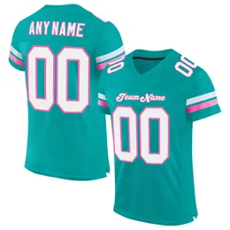 Custom Aqua White-Pink Mesh Authentic Football Jersey 4535