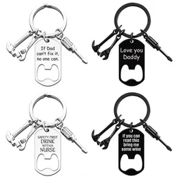 Fater's Day Gift Metal Keychain Pendant Family Love Bottle Opener Birthday Present Letters Keychains Jewelry Accessories Gift